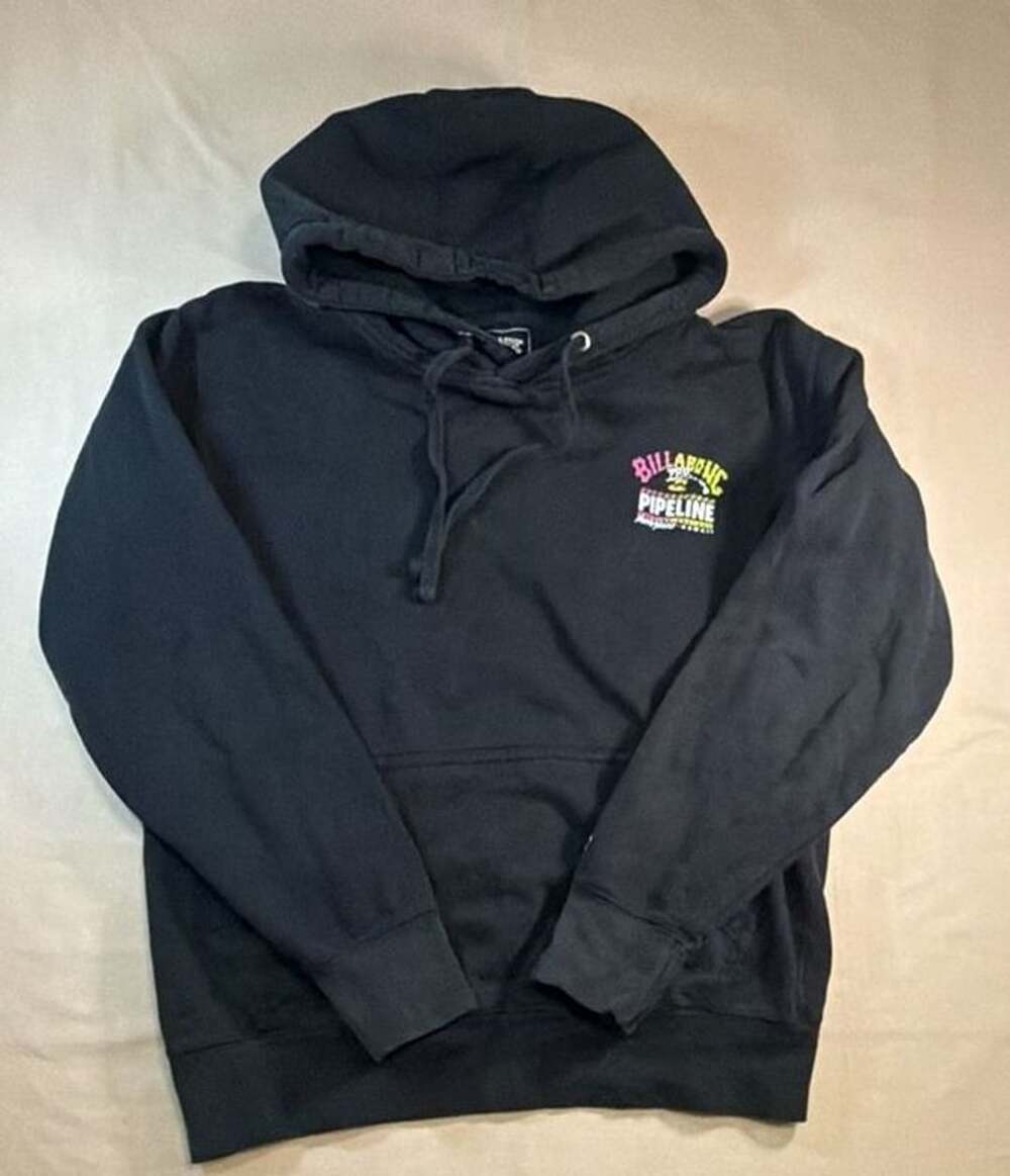 Billabong Pipeline Hoodie Size L Black Pullover Sweatshirt